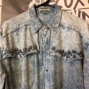 Vintage 80’s Acid Wash Studded Top
